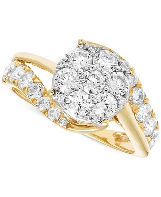 Diamond Cluster Swirl Ring (1-1/2 ct. t.w.) in 14k Two-Tone Gold