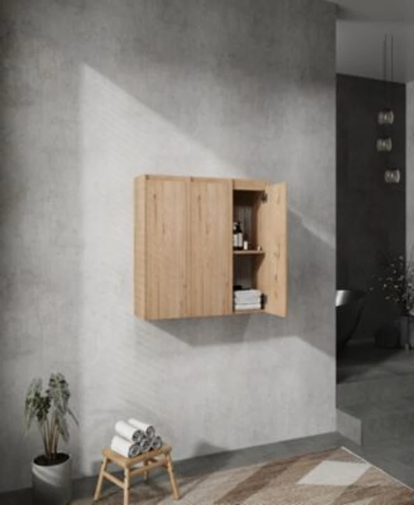 Streamdale Furniture 12 Bathroom Side Cabinet 3 Soft Close Doors Float Mounting Design