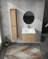 30" Wall-Mounted Bathroom Vanity With Sink and Side Cabinet, Soft Close Doors