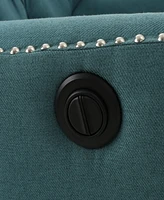 Indulge In Supreme Comfort: Electric Recliner Chair With Elegant Copper Accents And Soft Teal Upholstery