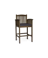 Streamdale Furniture Acacia Wood Outdoor Barstools With Water-Resistant Cushions (Set Of 2)