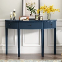 Simplie Fun Distinctive Features of Pine Veneer Console Table with Vertical Stripe Drawer Fronts and Four Legs