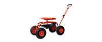 Simplie Fun Garden Cart Rolling Scooter, Adjustable Height Heavy Duty Scooter, Rolling Garden Cart with 4 Wheels and Extendable Handle, Garden Stool C