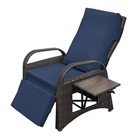 Streamdale Furniture Outdoor Recliner Chair, Separate Adjustment Mechanism Pe Wicker Adjustable Reclining Lounge Chair and Removable Soft Cushion, Mod