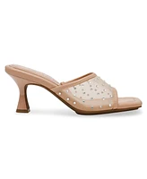 Anne Klein Women's Julie Square Toe Embellished Mule Dress Sandals