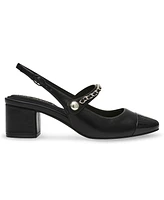 Anne Klein Women's Padova Cap Toe Mary Jane Slingback Block Heel Pumps