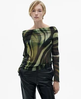 Mango Women's Semi-Transparent Printed Blouse