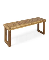 Nestor: Acacia Wood Slat Panel Bench For Outdoor Dining Or Seating