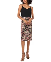 Vince Camuto Women's Floral-Print Sequined Knee-Length Skirt