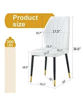 4 modern dining chairs with stylish Pu patterned backrest and black metal legs for a comfortable home experience in the kitchen