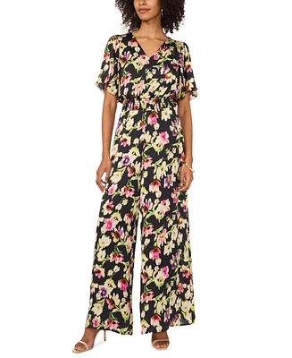 Vince Camuto Women's Printed V-Neck Flutter-Sleeve Jumpsuit