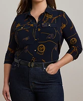 Lauren Ralph Lauren Plus Size Belting-Print Shirt