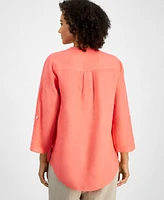 Charter Club Women's Linen 3/4-Sleeve Tunic Top, Exclusively at Macy's