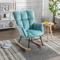 Streamdale Furniture Mid Century Modern Velvet Tufted Upholstered Rocking Chair Padded Seat for Living Room Bedroom