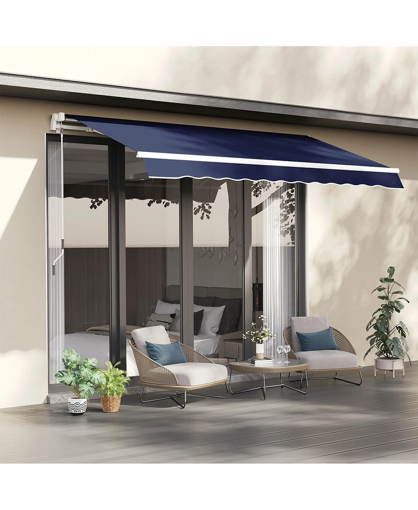 Streamdale Furniture 10' x 8' Retractable Awning, Patio Awnings, Sunshade Shelter w/ Manual Crank Handle, Uv & Water