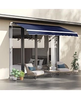 Simplie Fun 10' x 8' Retractable Awning, Patio Awnings, Sunshade Shelter w/ Manual Crank Handle, Uv & Water