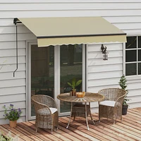 8' x 6.5' Retractable Awning, Patio Awning Sunshade Shelter with Manual Crank Handle, 280gsm Uv Resistant Fabric and Aluminum Frame for Deck, Balcony,