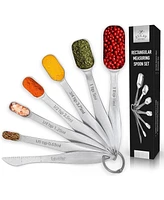 Zulay Kitchen Measuring Spoons Rectangular with Leveler - Set of 6