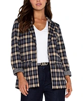 Liverpool Los Angeles Women's Plaid Knit Boyfriend Blazer