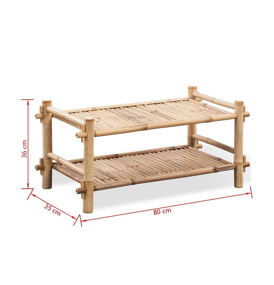 vidaXL 2-Tier Bamboo Shoe Rack