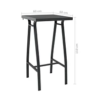 vidaXL Patio Bar Table Black 23.6"x23.6"x43.3" Tempered Glass