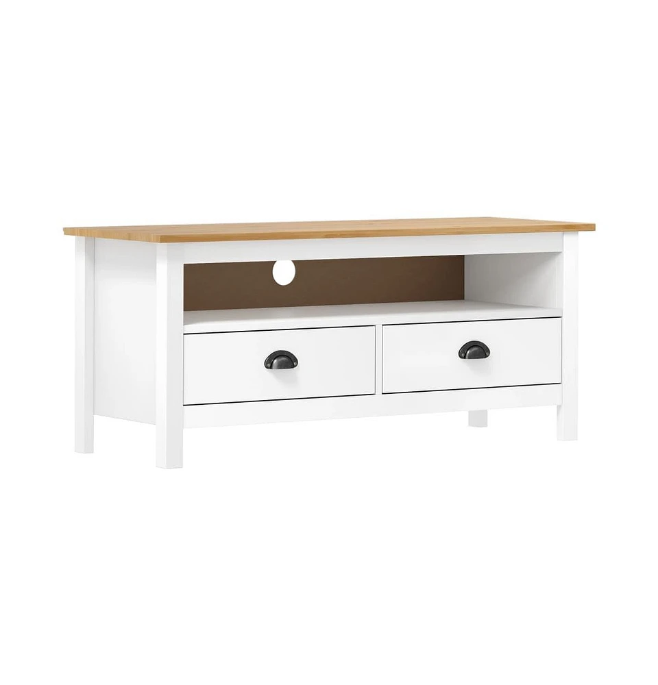 vidaXL Tv Stand Hill White 43.3"x15.7"x18.5" Solid Pine Wood