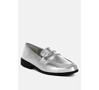 London Rag Rugle Metallic Faux Leather Flat Loafers