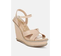 London Rag Regina Rhinestones Embellished Wedge Sandals