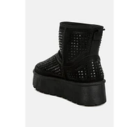 London Rag Xoras Chunky Rhinestones Ankle Boots