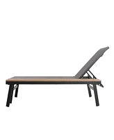Waterloo Chaise Lounge With Attached Wood Side Table