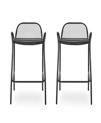 Streamdale Furniture Modern Matte Black Iron Barstools With Mesh Seating (Set Of 2)