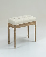 Streamdale Furniture Traditional Rectangle Tufted Ottoman Bench in Beige Linen Look Fabric, For the Living Room and Bedroom