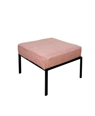 Streamdale Furniture Rajni Patio-Ottoman, Pink Fabric & Black Finish