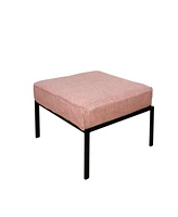 Streamdale Furniture Rajni Patio-Ottoman, Pink Fabric & Black Finish