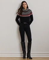 Lauren Ralph Petite Fair Isle Cotton Turtleneck Sweater