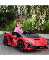 Simplie Fun Lamborghini Sian Licensed Kids Ride On Car, 12V Battery Powered Electric Sports Car Toy with Remote Control, Horn, Music, & Headlights, Re