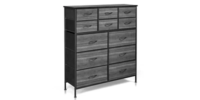 Slickblue 12-Drawer Non-Woven Storage Cabinet with 6 Large and 6 Small Bins for Versatile Organization