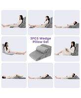 Sugift 3 Pieces Orthopedic Bed Wedge Pillow Set Adjustable Support for Back Neck