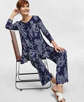 Jm Collection Womens Printed Swing Top Pull On Pants Exclusively At Macys