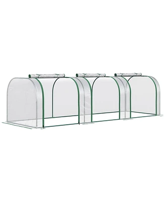 Streamdale Furniture 10' x 3' x 2.5' Mini Greenhouse, Portable Tunnel Green House with Roll-Up Zippered Doors, Uv Waterproof Cover, Steel Frame, Clear