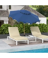 9' Patio Umbrella with Push Button Tilt and Crank, Double Top Ruffled Outdoor Market Table Umbrella with 8 Ribs, for Garden, Deck, Pool, Dark Blue