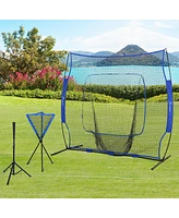 Streamdale Furniture Baseball Practice Net Set with 7.5x7ft Catcher Net, Ball Caddy, Portable Baseball Practice Equipment with for Hitting, Pitching,