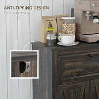 Farmhouse Barn Door Accent Cabinet, Kitchen Sideboard Storage Cabinet with Double Doors, Drawer, and Adjustable Shelf for Bedroom, Living Room