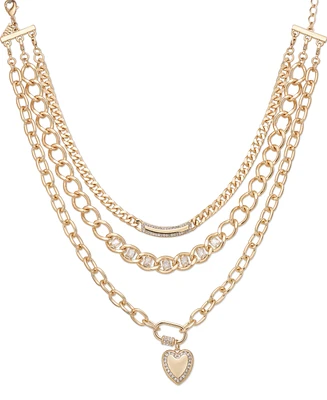 I.n.c. International Concepts Gold-Tone Crystal Heart Convertible Layered Pendant Necklace, 19" + 3" extender, Exclusively at Macy's