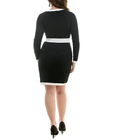 Taylor Plus Tie-Neck Long-Sleeve Bodycon Dress