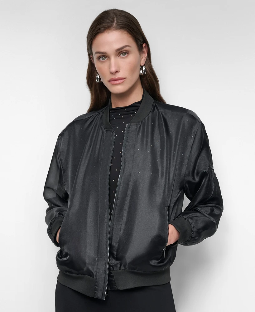 Dkny Women's Organza Zip-Up Jacket