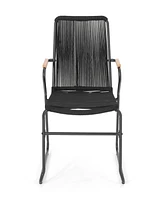 Modern Rope Weave Outdoor Chairs With Iron Frames