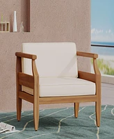 Acacia Wood Club Chair With Water-Resistant Cushions For Outdoor Comfort