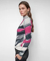 Dkny Women's Turtleneck Printed-Yarn Long-Sleeve Sweater