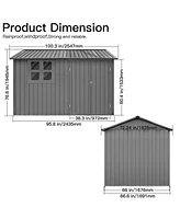 Simplie Fun Metal garden sheds 6ftx8ft outdoor storage sheds Grey with window